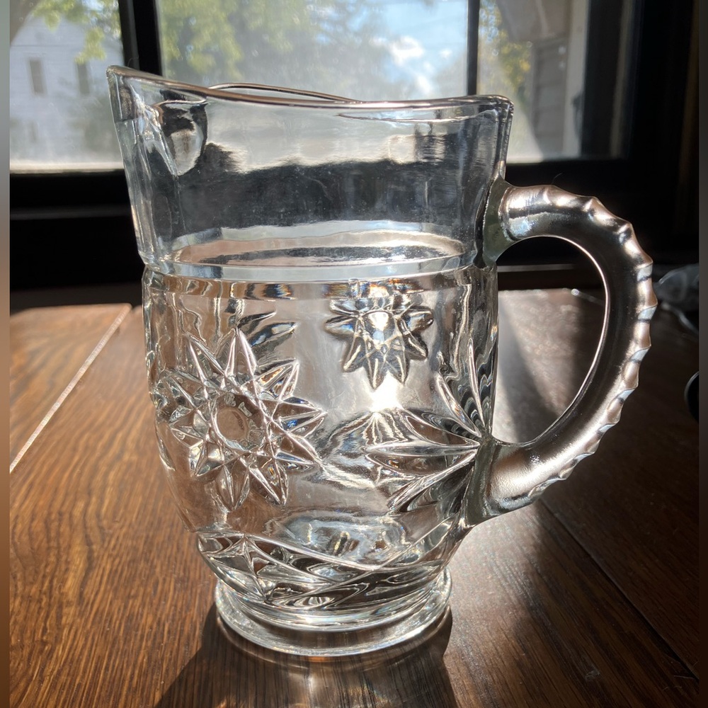 Vintage Star of David Anchor Hockey Clear Glass Mini Pint Pitcher - Picture 3 of 6